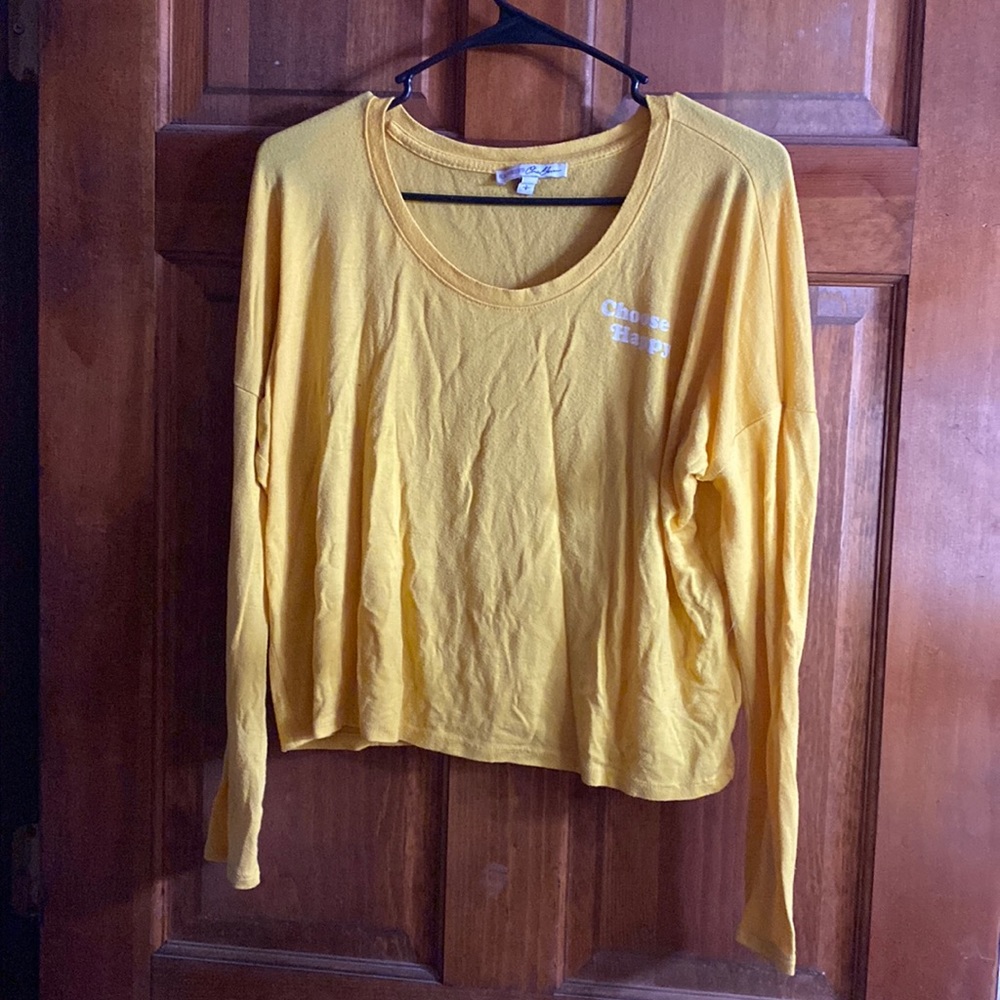 Express Yellow Choose Happy Long Sleeve Size S